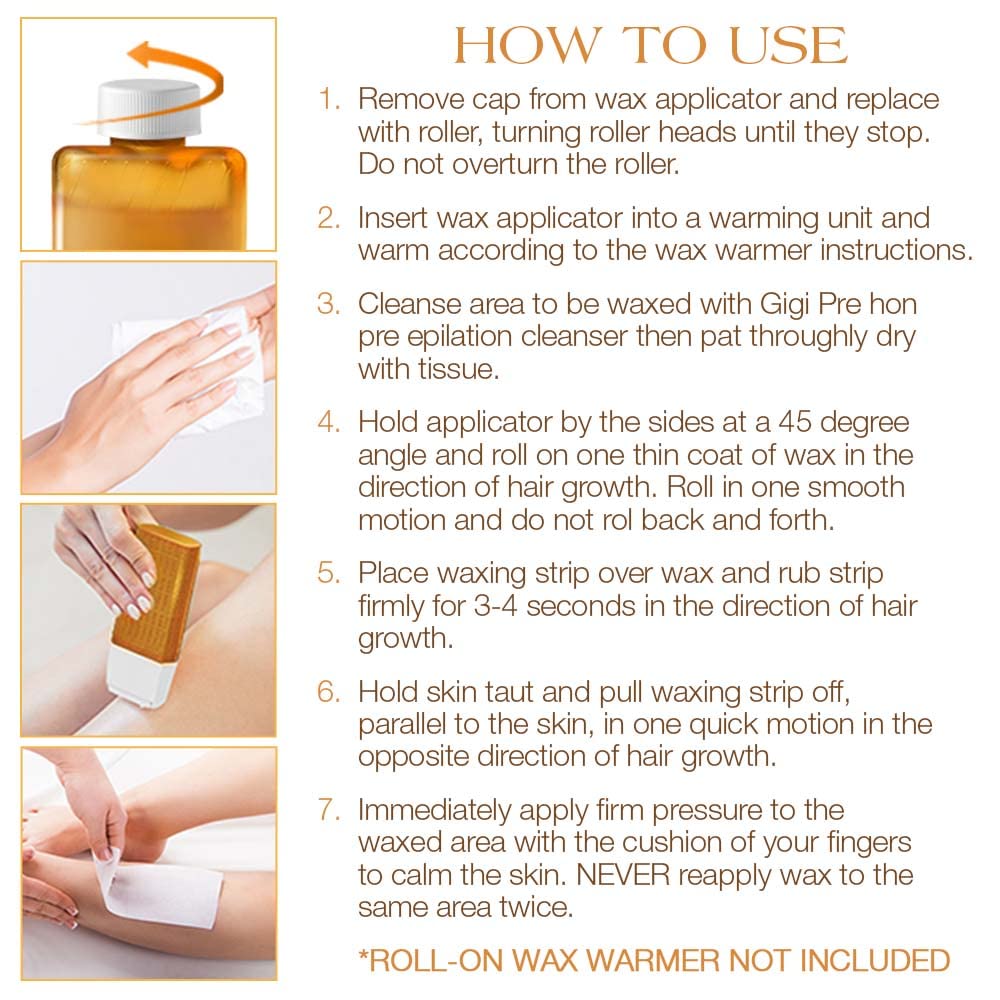 GiGi All Purpose Honee Roll-On Hair Removal Wax, Easy and Quick, Soft Wax Refill, 2.8 oz., Pack of 12