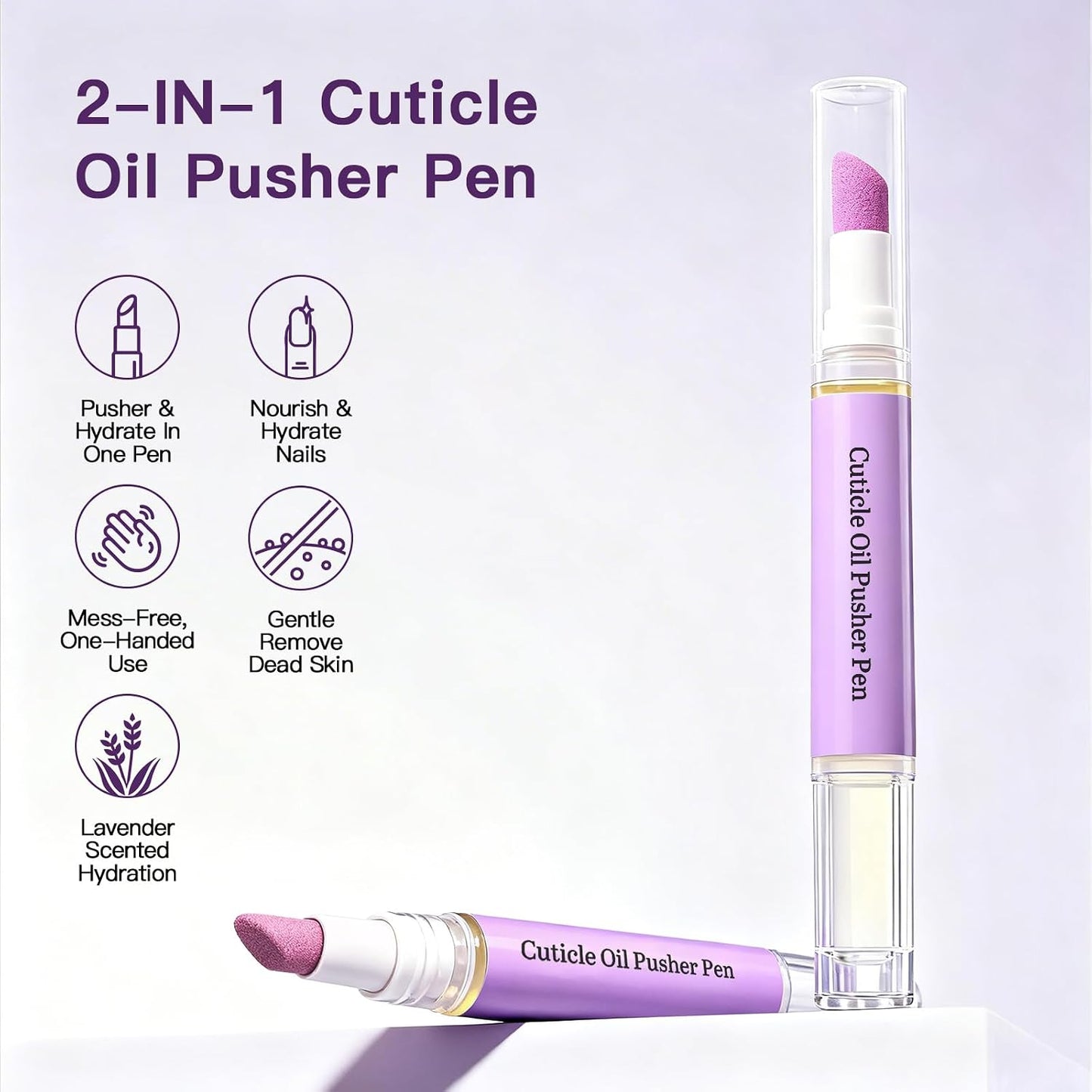 Cuticle Oil Pusher Pen - 2-in-1 Nail Cuticle Applicator for Dry & Damaged Nails | Portable Moisturizer (1PC)