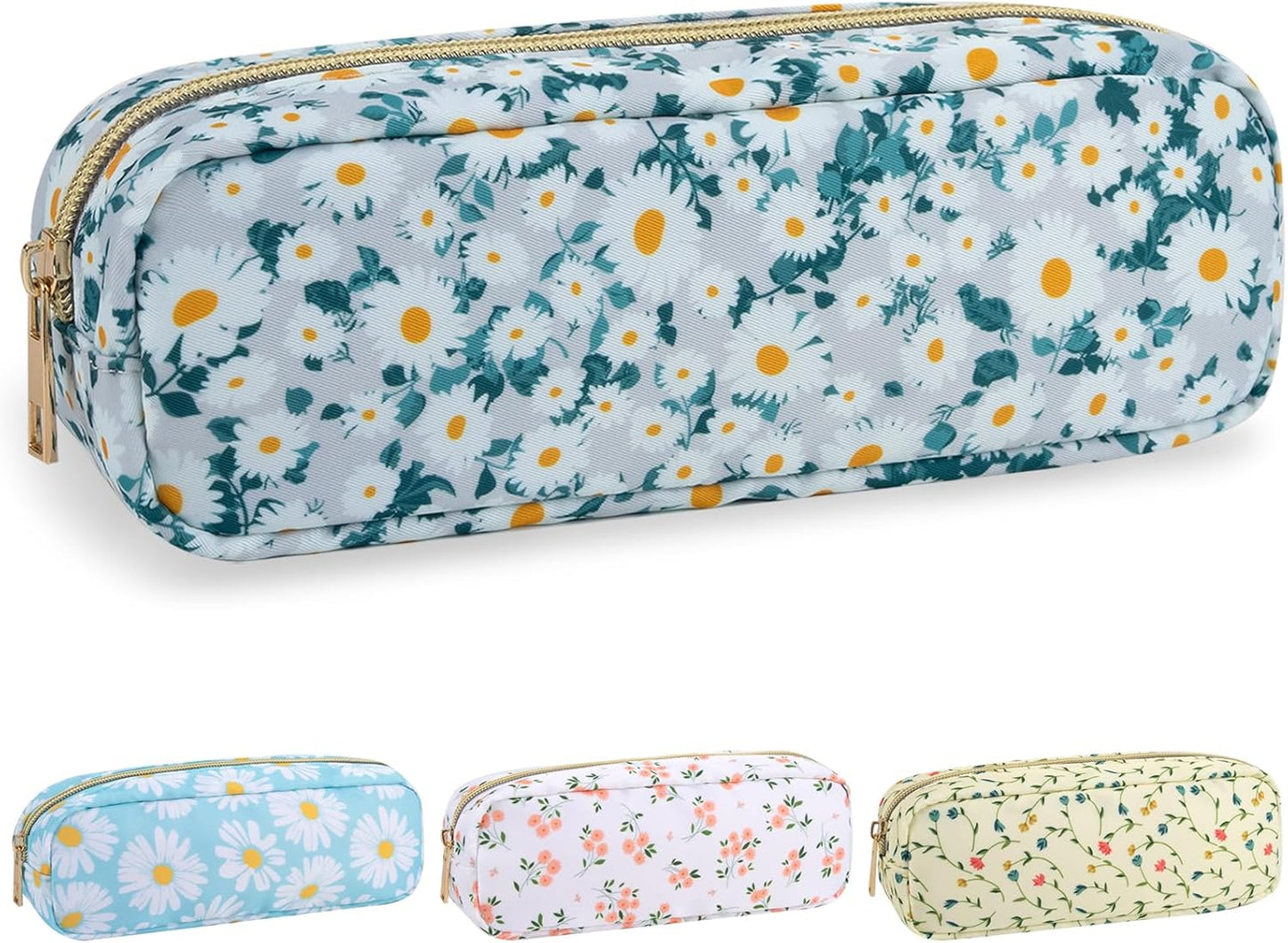 Floral Makeup Bag - Cute Pink Nylon Zipper Pouch for Travel | Waterproof Cosmetic Organizer for Women