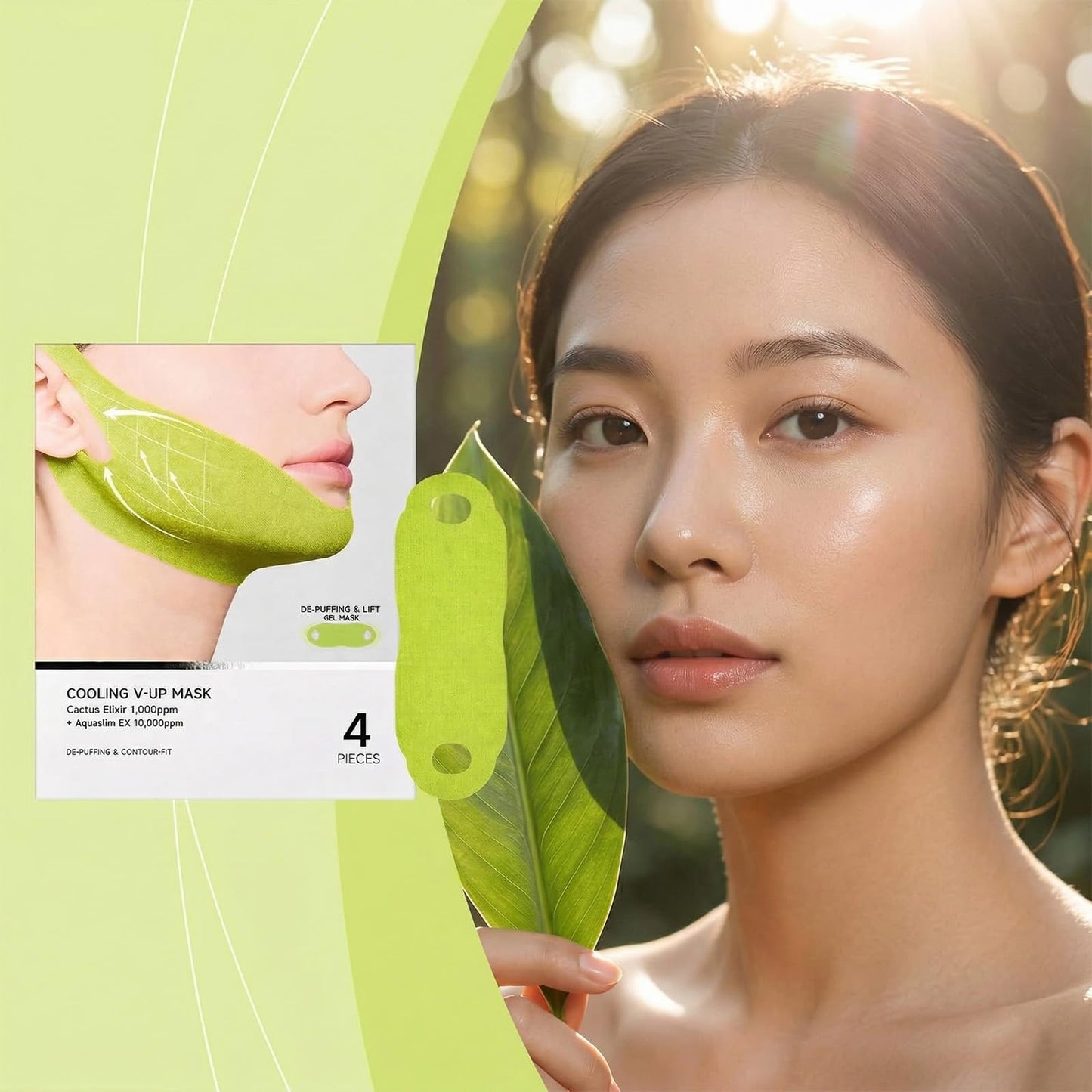 XPICZE CACTOX V-Lifting Mewing Band, Korean V-Line Facial Firming Mask with Caffeine & Collagen, Visibly Tones Jawline & Soothes Morning Puffiness, Snug Fit Contouring Skincare(2 boxes)