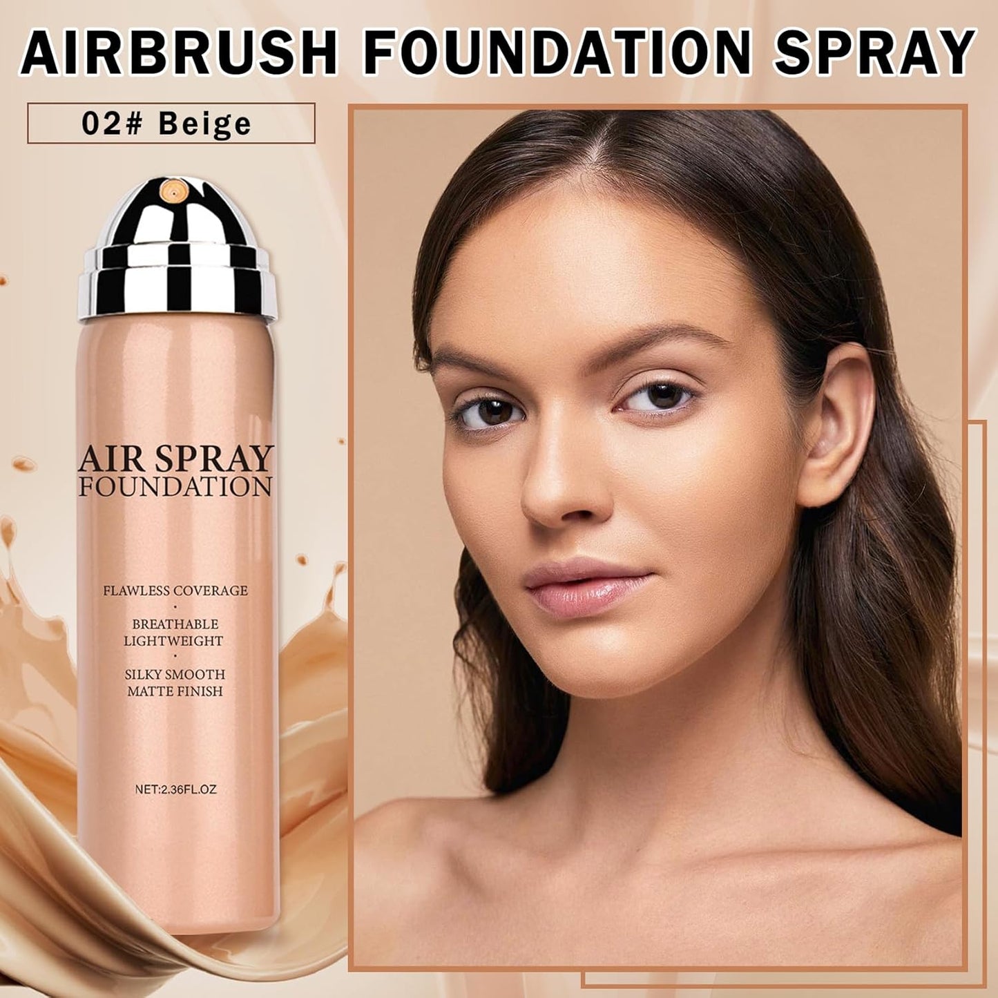 Flawless Airbrush Makeup Foundation - Lightweight & Buildable Coverage for Mature Skin | 02 Beige