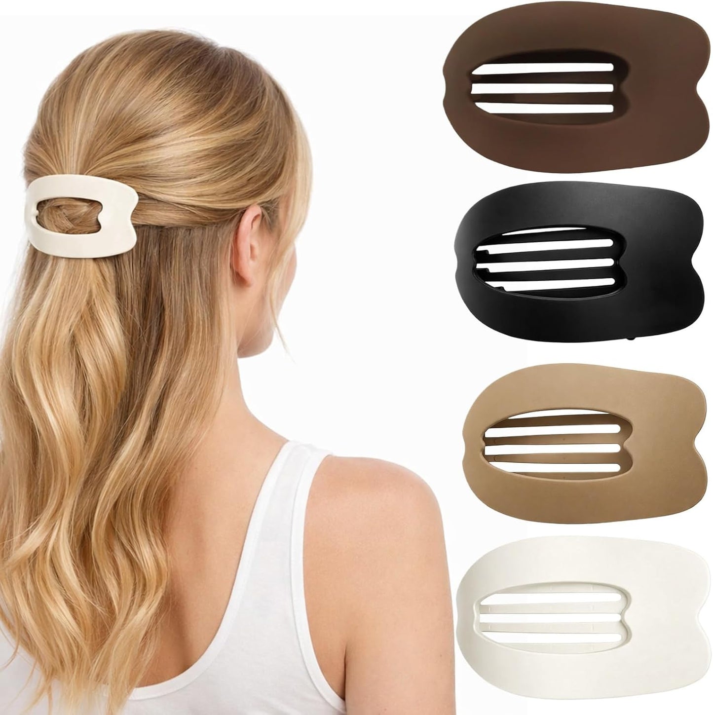 Duckbill Hair Clips - 4-Pack Flat Claw Design for Thick or Thin Hair | Casual Elegant Style