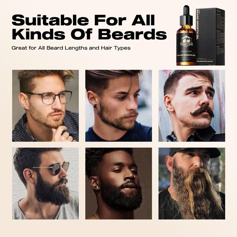 Waking Forest Sandalwood Beard Oil for Men - Biotin Mustache Oil with Vitamin E, Rosemary & Castor - Beard Care Softener, Strengthens, and Moisturizes - Beard Conditioner (1 Oz)