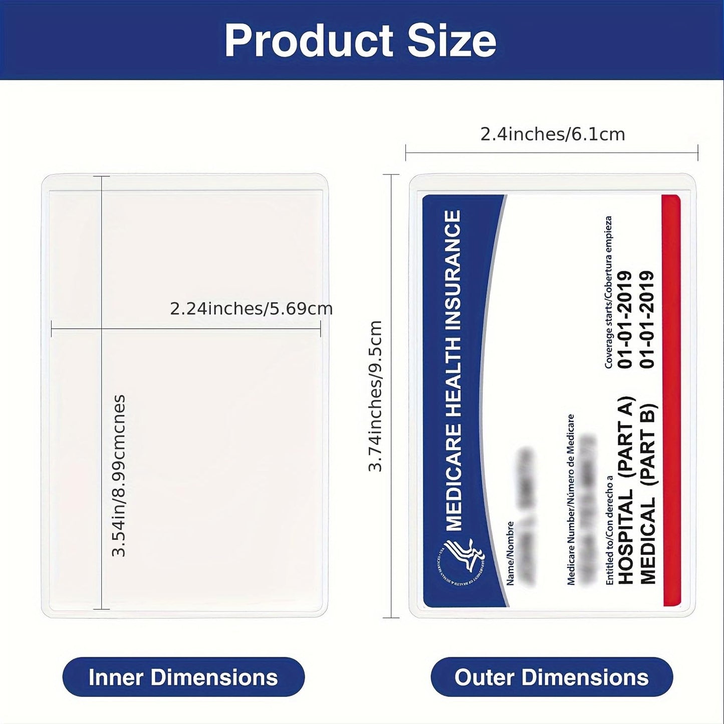 4 Pack Clear PVC Card Protector Sleeves, Waterproof, Scratch-Resistant, for Medicare, Credit, Business and Social Security Cards