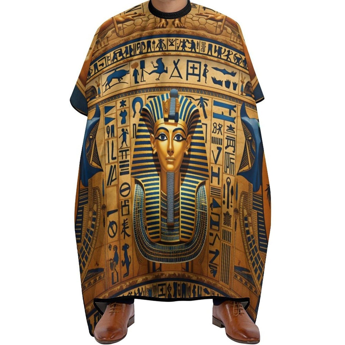 PGDFHGF Egyptian Pharaoh Hieroglyphics Adult Barber Apron for Men Women, Soft Durable Hairdressing Cape with Adjustable Snap Closure for Home Use Barbershops Salons