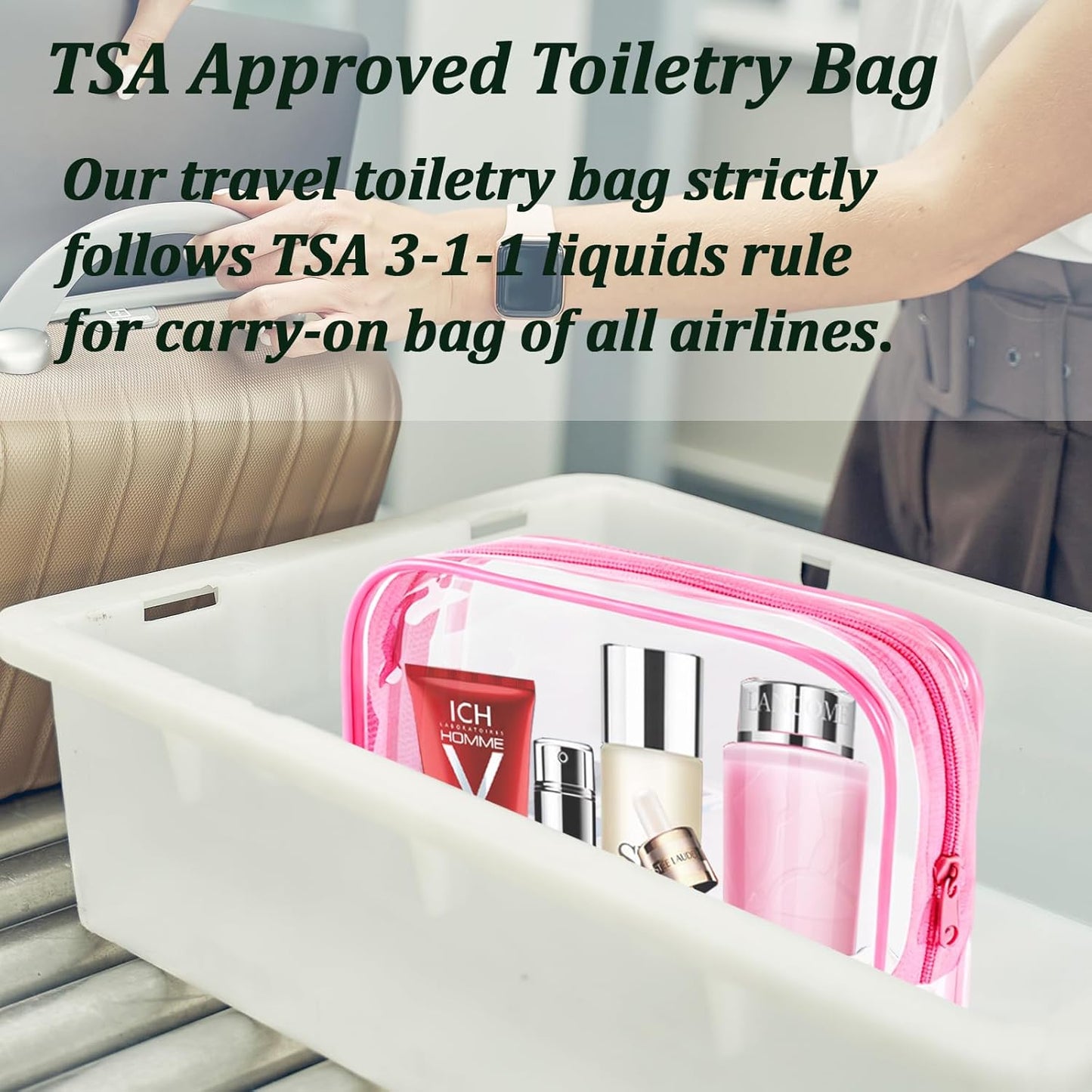Clear Makeup Bags Set - TSA Approved PVC Toiletry Pouches | Waterproof Organizer for Travel Essentials (6 Pieces)