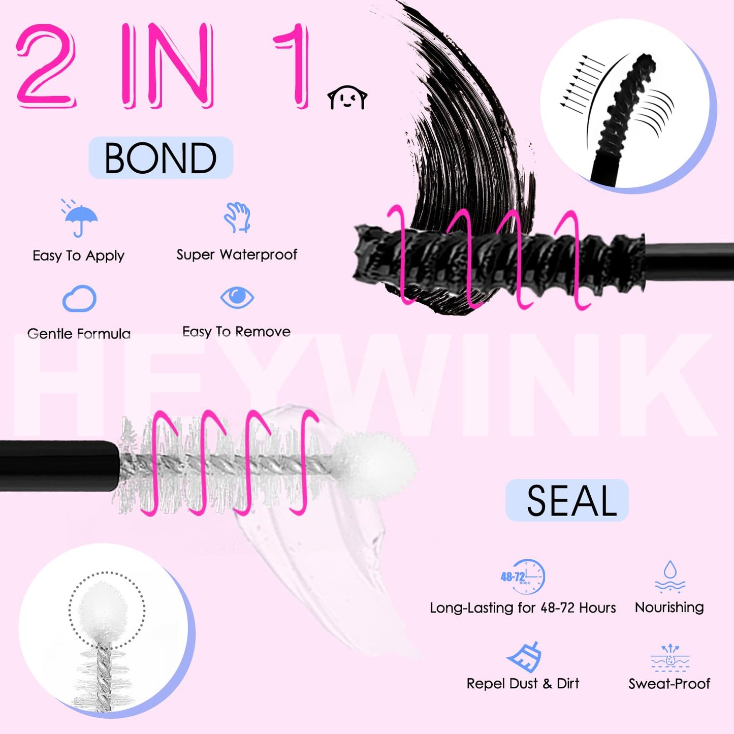 HEYWINK DIY Lash Extension Kit Natural Look Wispy Lash Clusters D Lashes Clusters 8-18mm Eyelash Extension Kit Lash Bond and Seal Lash Tweezers Individual Lashes Lash Cluster Kit For Beginners
