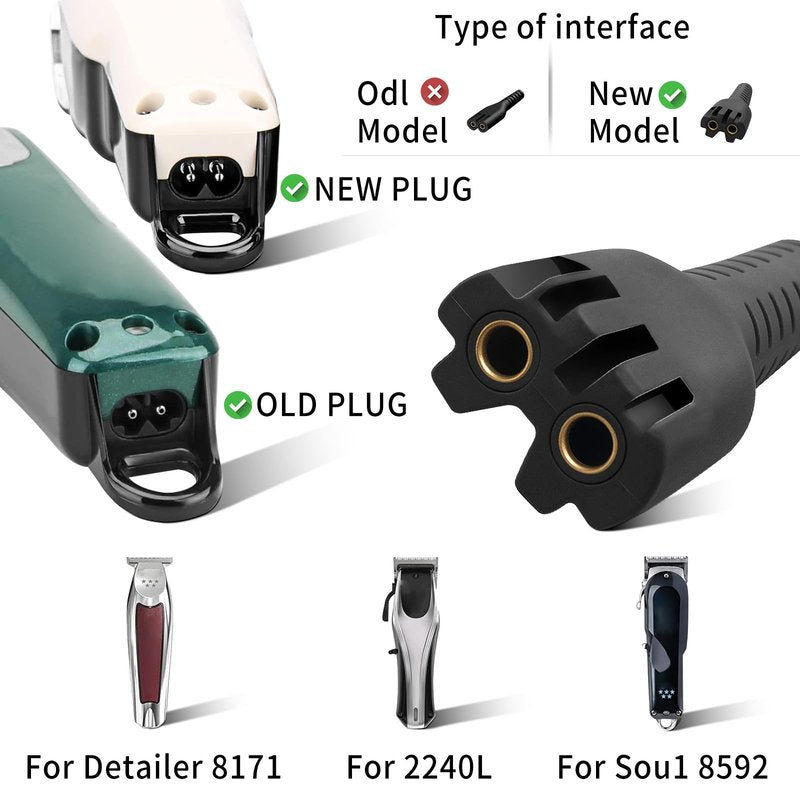 2-Pin USB 6.5 Foot Extra Long Charger Cable for Wahl Magic Clip Senior Sterling-4 Detailer Lithium-Ion Professional Hair Clipper Replacement Power Cord for Wahl 8164 Finale and 8173 Vanish Razors