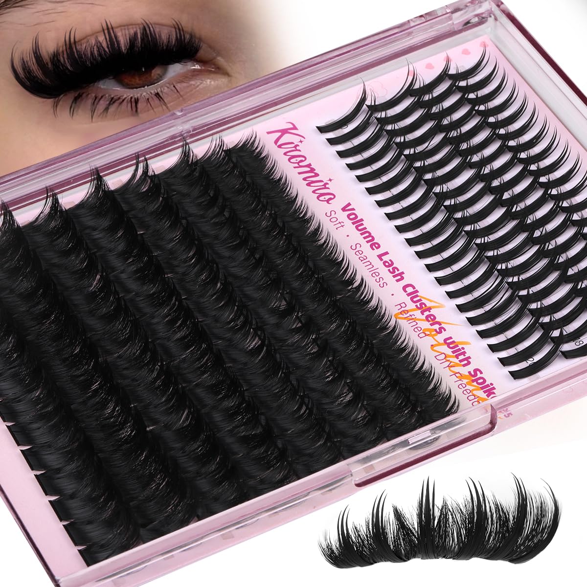 Fluffy Lash Clusters - Volume 8-20mm DIY Individual Lash Extensions | 216pcs 3D D Curl Eyelashes, Soft Thin Band for Full Look