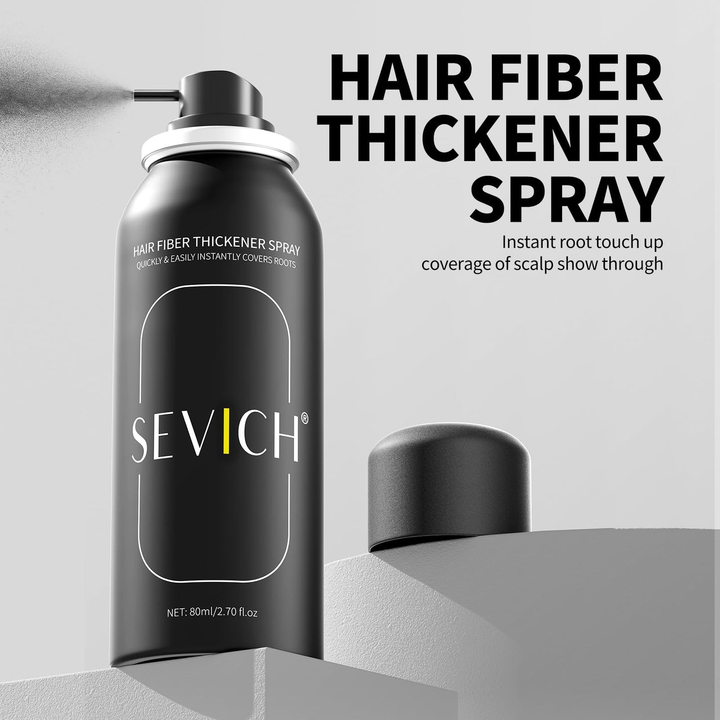 Sevich Hair Fiber Spray for Thinning Hair - Hair Building Fibers Instant Thickening for Men & Women, Waterproof & Sweatproof Root Touch Up Spray, Travel Size 80ml (Dark Brown)