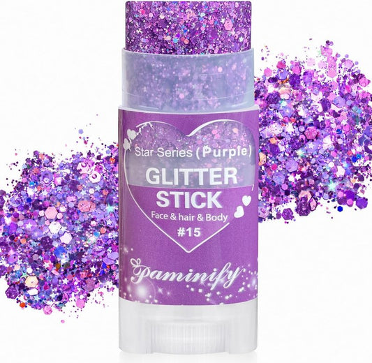 Purple Hair Glitter Stick - Waterproof Body & Face Glitter for Mardi Gras | Rave & Festival Accessories