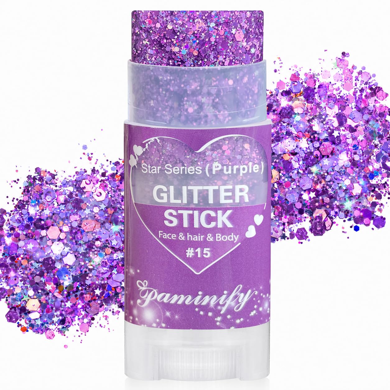 Paminify Purple Hair Glitter Stick, Mardi Gras Outfit for Women,Purple Body Face Glitter,Rave Mardi Gras Accessories Carnival Chunky Glitter Sequins,Waterproof Shimmer Body Paint for Festival