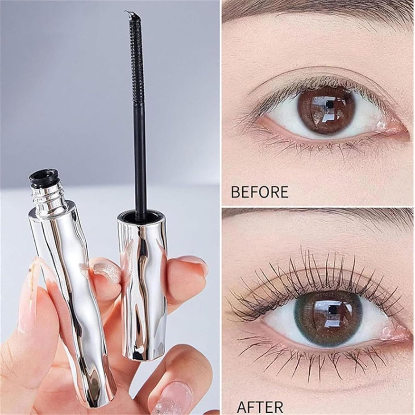 Waterproof Fiber Mascara - Volume & Length Without Clumping | Tubular Curling, Non-Smudging, Black