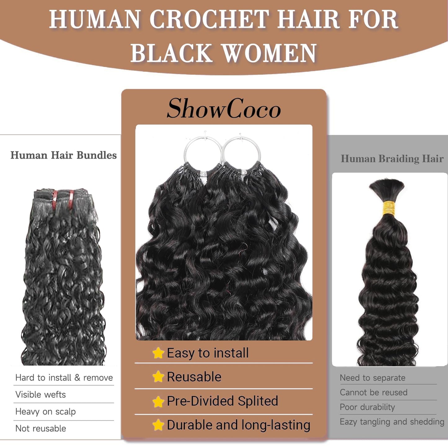 Burmese Curly Crochet Hair - Miracle Knots for Black Women | 18 Inch, 125g, 100 Strands