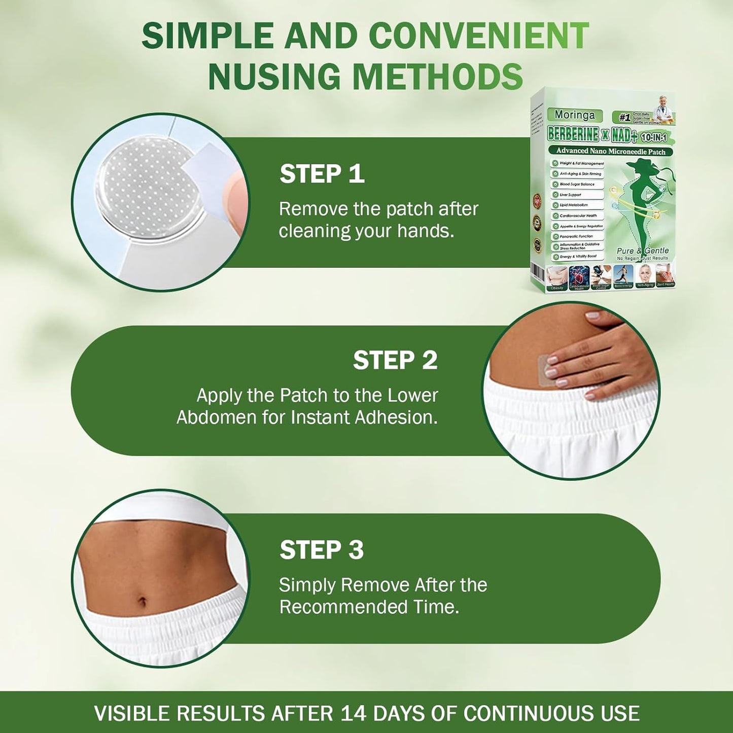 Moringa Patches - 10-in-1 Nano Microdart Patches for Natural Skin Care | 3 Boxes