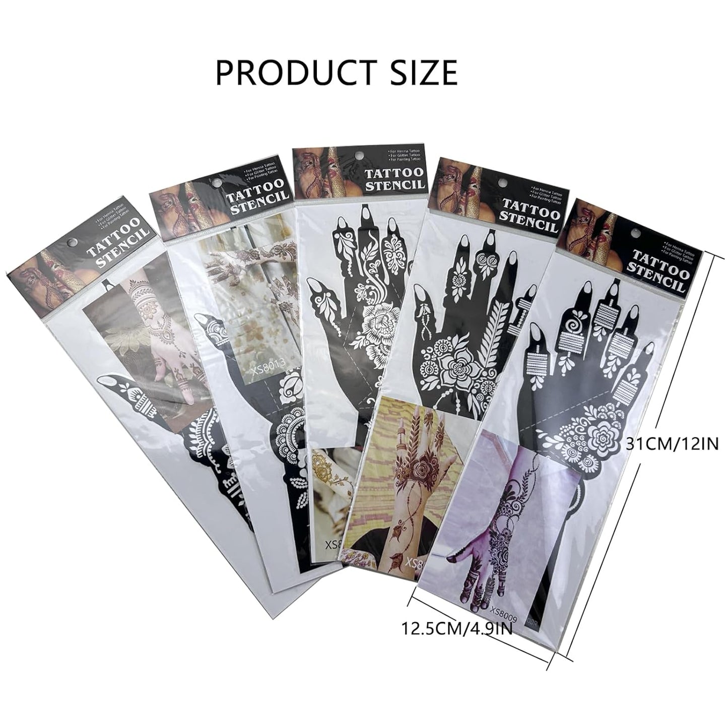 Temporary Tattoo Stencil Kit - 10 Henna Templates for DIY Body Art | Large Indian Glitter Designs