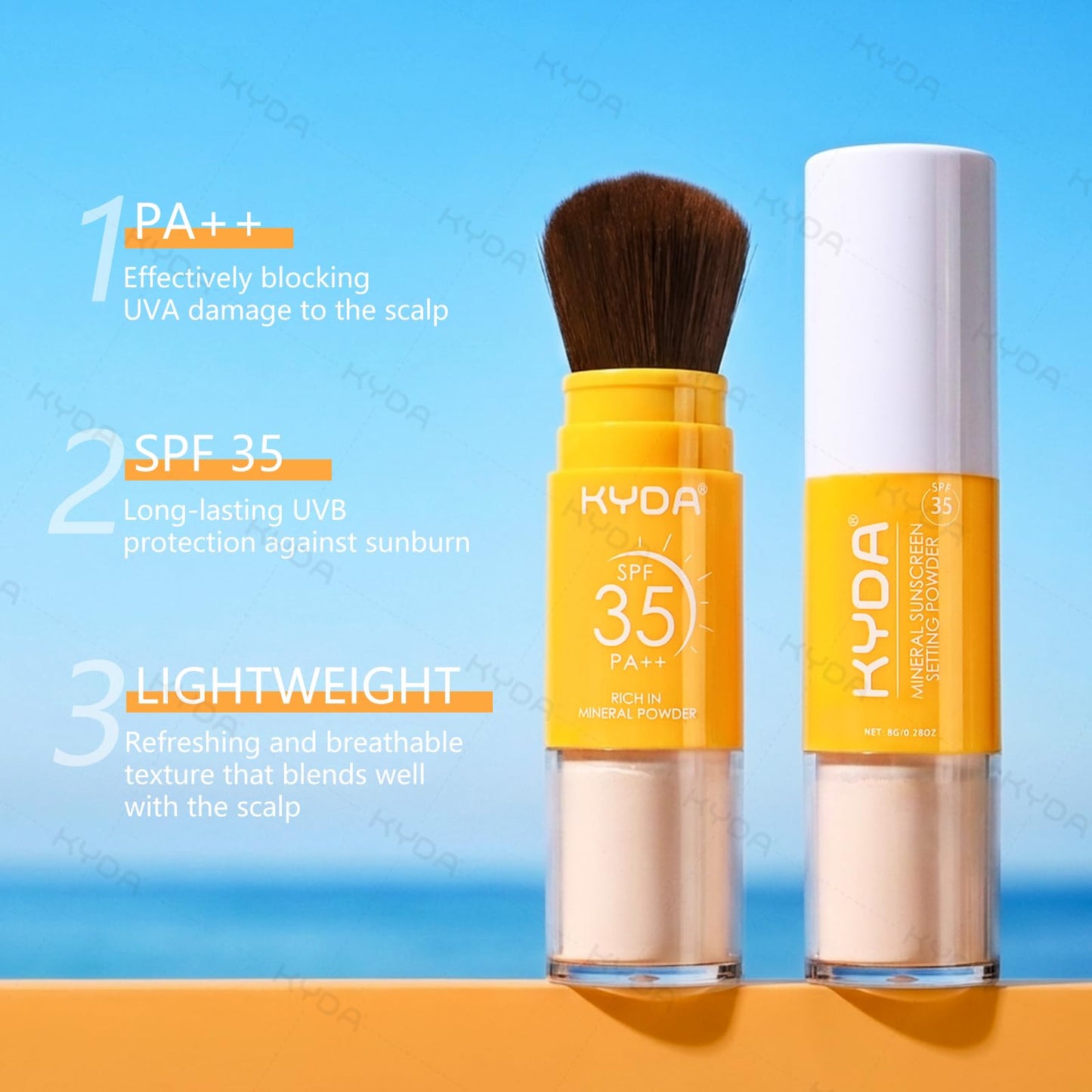 KYDA Mineral Sunscreen Powder for Face & Scalp Hair, SPF 35 Scalp Sunscreen, Hair Sunscreen Spf Powder Lasting Oil Control Matte Loose Powder, Lightweight Breathable for All Skin Type,Medium