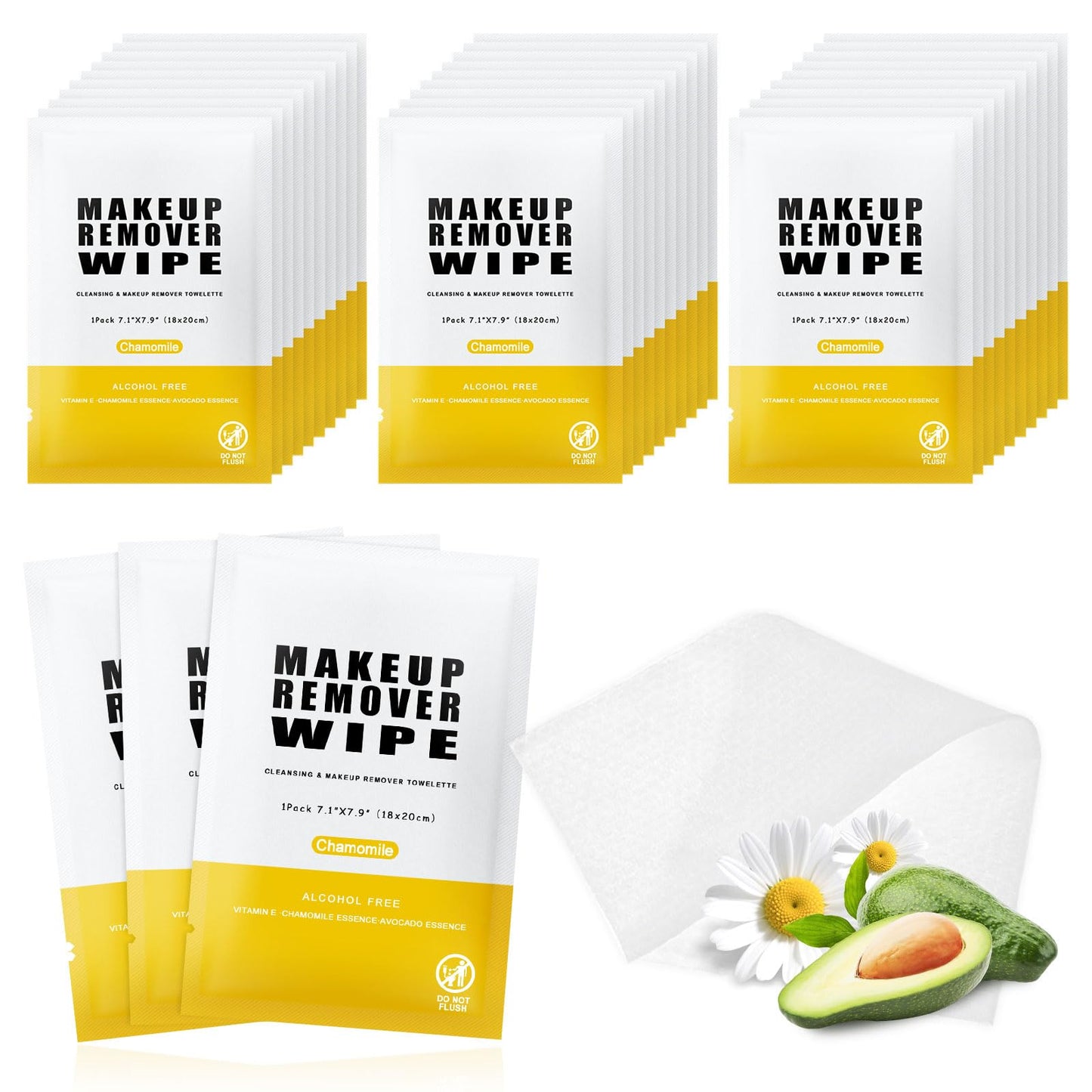 Pack of 100 Travel Makeup Remover Wipes Bulk Individually Wrapped