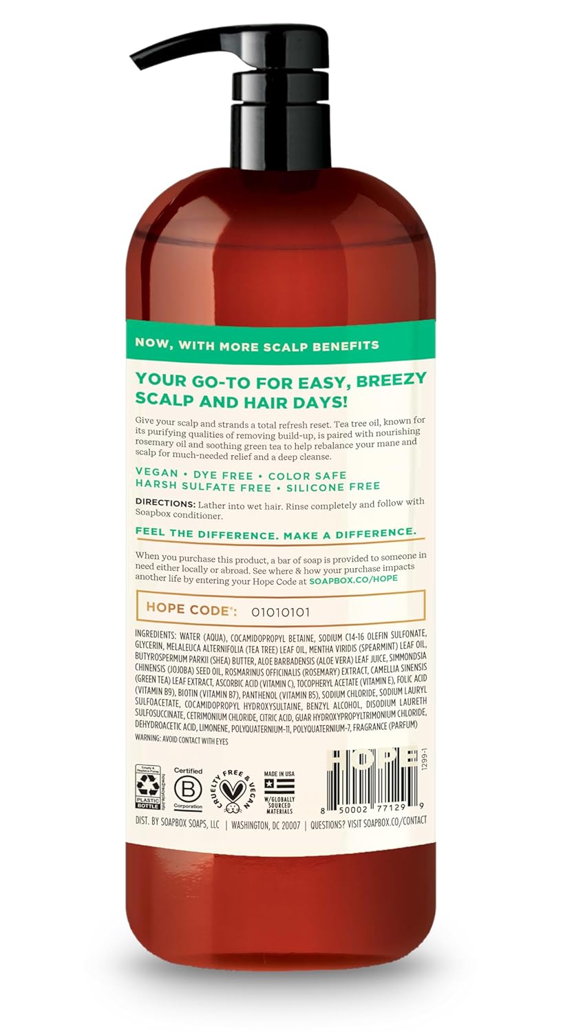 Tea Tree Oil & Mint Shampoo and Conditioner Set - Soothing, Chemical-Free Formula | 1 Liter Each