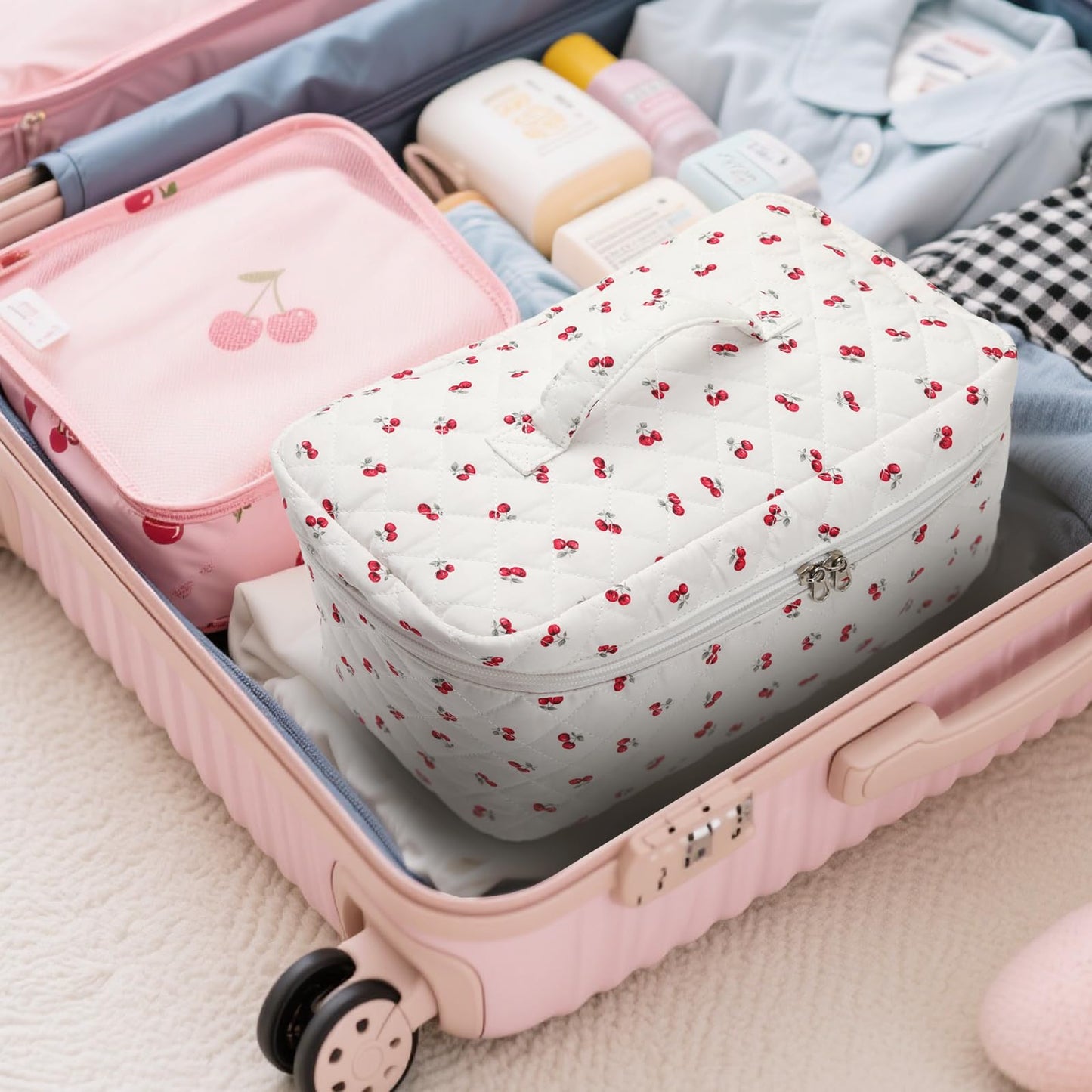 Saikaspotts Padded Travel Case Compatible with Dyson Airwrap Complete Styler and Attachments, Quilted Cotton Portable Storage Bag for Hair Dryer Shark Flexstyle Dyson Airwrap Brush Hair Accessories
