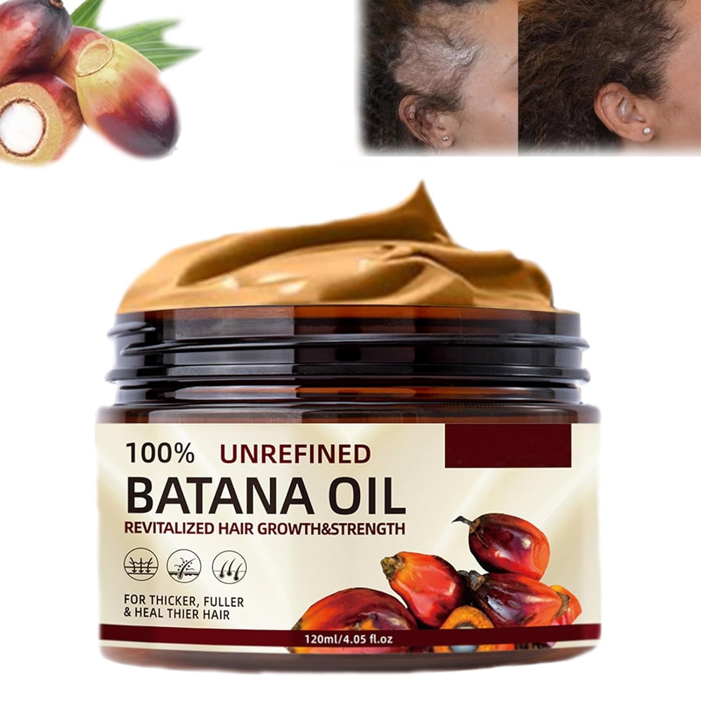 Batana Oil for Hair Growth - 100% Pure Organic Hair Mask | Repairs Damaged Hair, 120g
