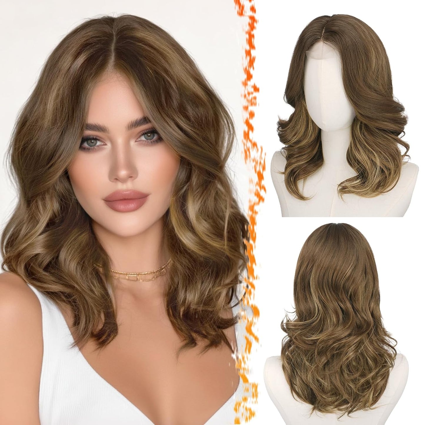 Short Wavy Layered Ash Blonde Wig | Shoulder-Length Body Wave with Face-Framing Bangs