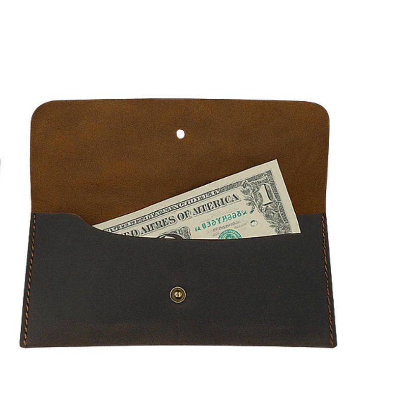 CestAntiQ, Leather Currency Pouch Large Flap Continental Wallet, Utility Organizer Bag for Cash Coins Travel Leather Money Pouch Envelope Storage Bag and Cash Organizer Men Women (Dark Brown)