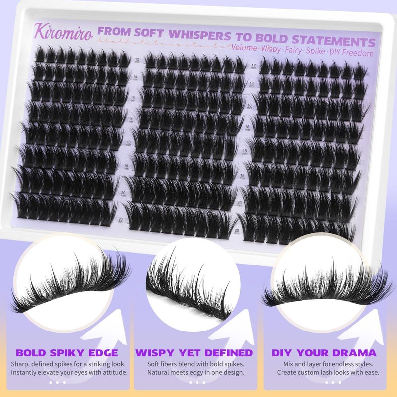 Lash Clusters with Spikes - Fluffy Mink Eyelash Extensions 12-20mm | 216pcs DIY Wispy Individual Lashes