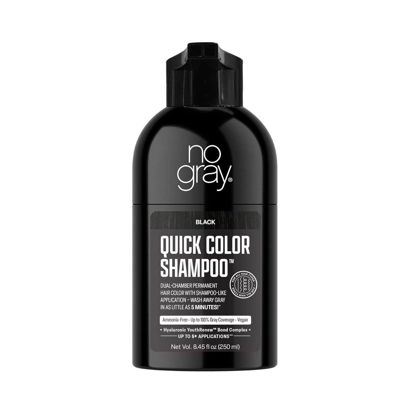 Permanent Hair Color Shampoo - No Gray Quick Formula, Black | 8.45 oz
