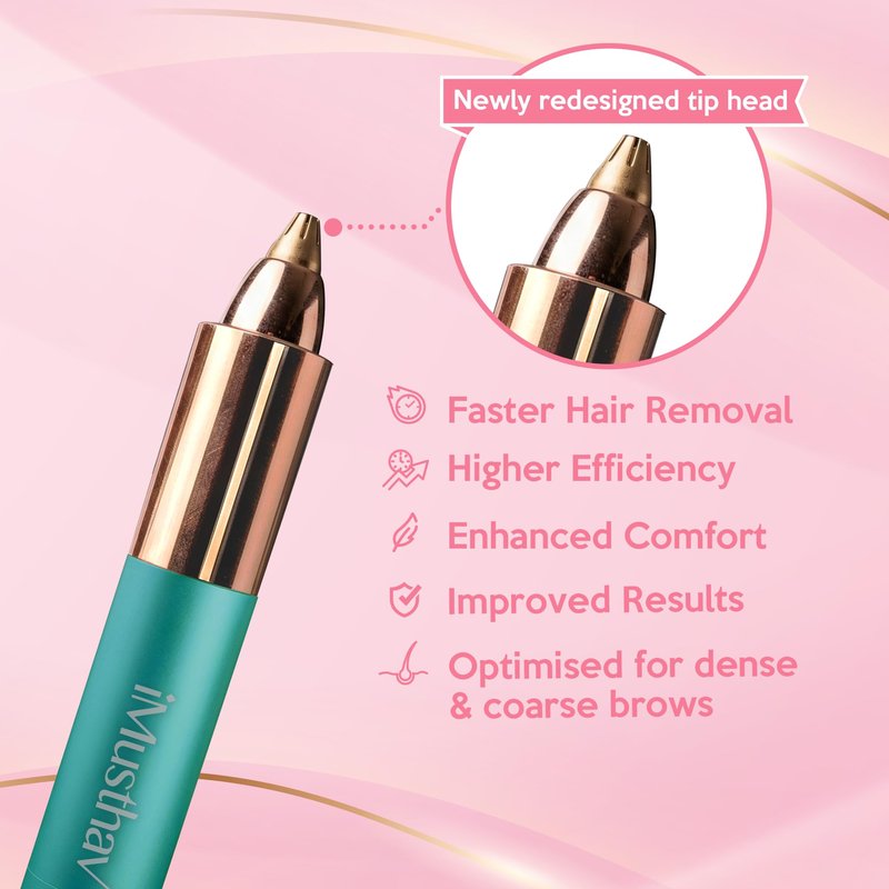iMusthav Eyebrow Trimmer for Women, Precise & Painless Eyebrow Razor with LED Light, Electric Facial Hair Remover for Flawless Brows, Lip & Face, Battery Operated, Travel-Friendly, Gold-Plated Design