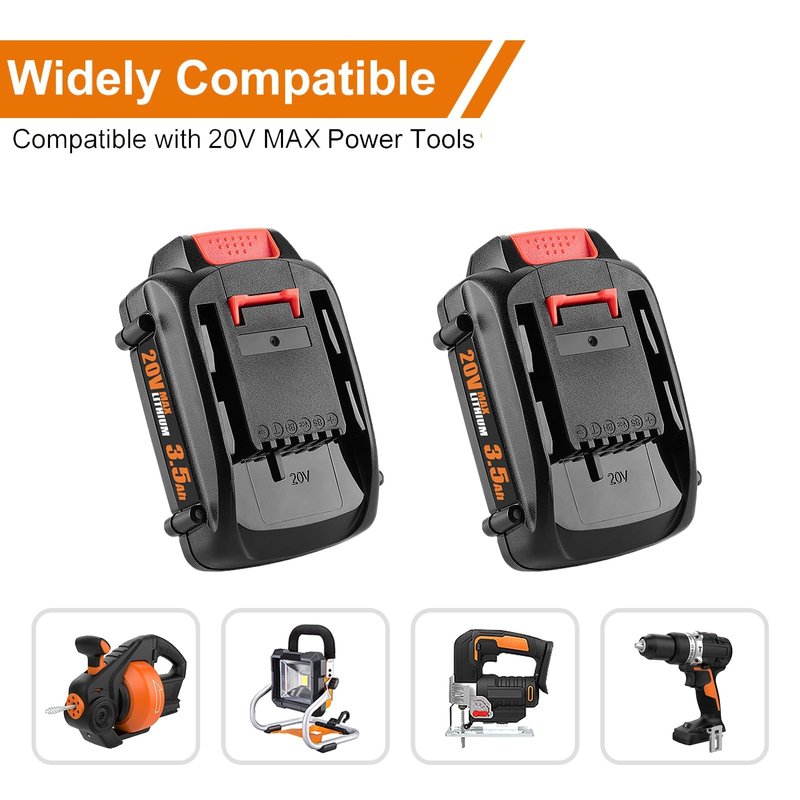 Powilling 20V Lithium Battery for Worx 20V Battery and Charger Kit, Compatible with All Worx Batteries WA3520 WA3525 WA3575 WG151s WG251s WG540s WG545s WG890 WG89