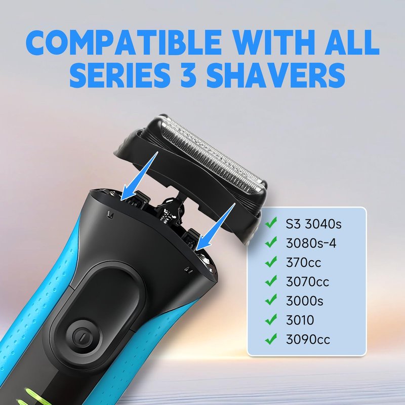 5Pack 32B s3 Replacement Head – Series 3 Shaver Head Compatible with Braun 3040s, 3080s-4, 370cc, 3070cc, 3000s, 3010, 3090cc & More – Wet and Dry Electric Razor Replacement Heads