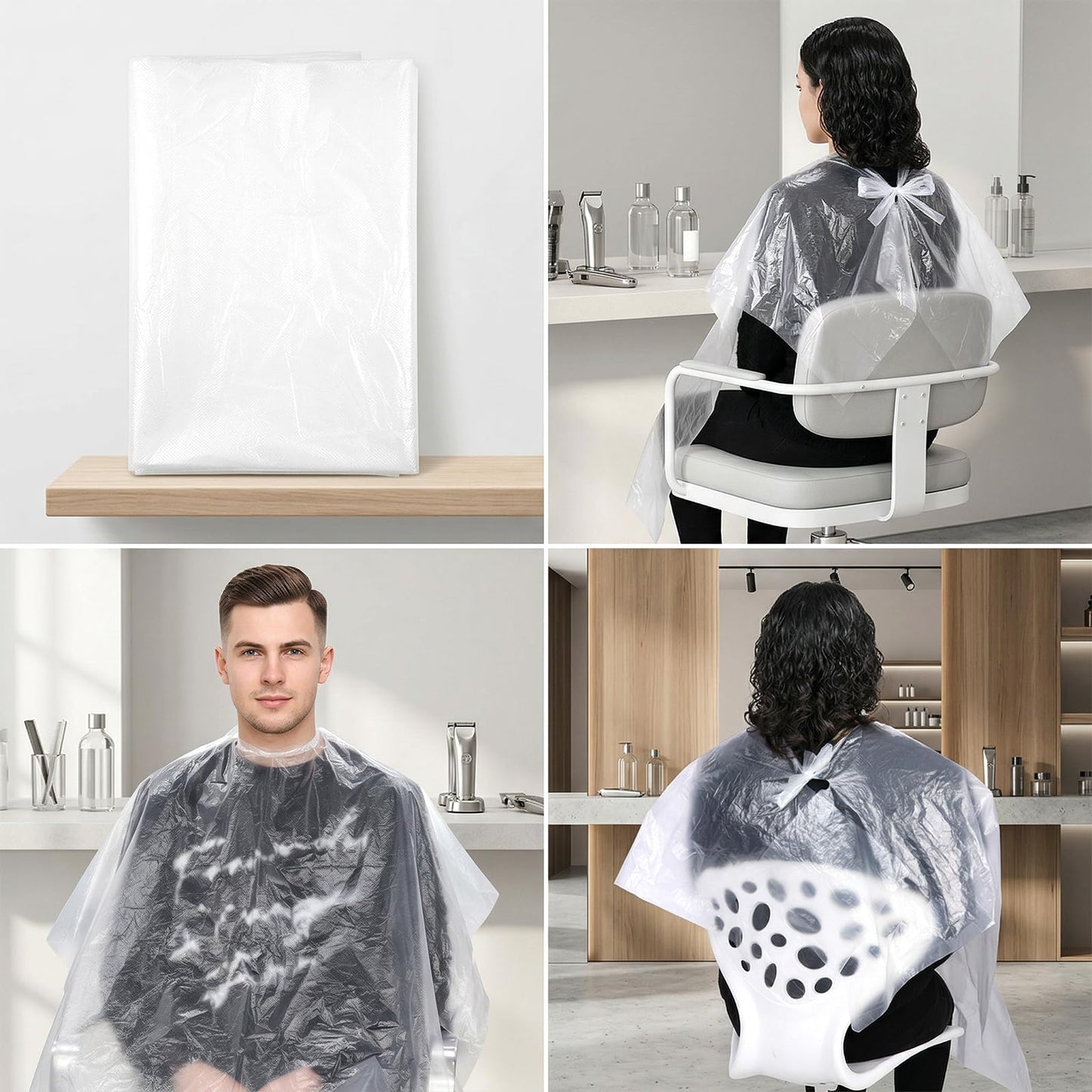 300 Pcs Disposable Hair Cutting Capes, 47.2" x 35.4" Clear PVC Waterproof Salon Capes, Heavy-Duty Barber Cape for Hair Dye, Coloring, Perming, and Styling – Bulk Value Pack