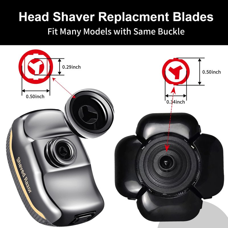 VODOZAVA Head Shaver Replacement Heads Magnetic 7 Blades Razor Replacement Blades Compatible with Freebird Shaver & Other Brands (black9)