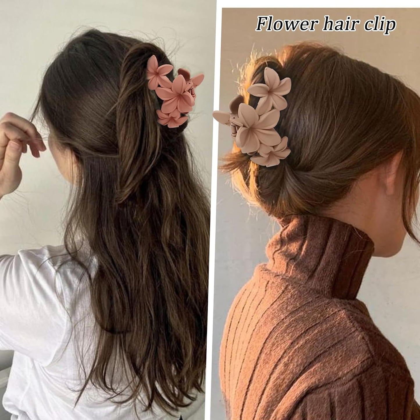 Flower Hair Clips for Women - 6PCS Hawaiian Plumeria Strong Hold Hair Claws | Cute Beach Accessories