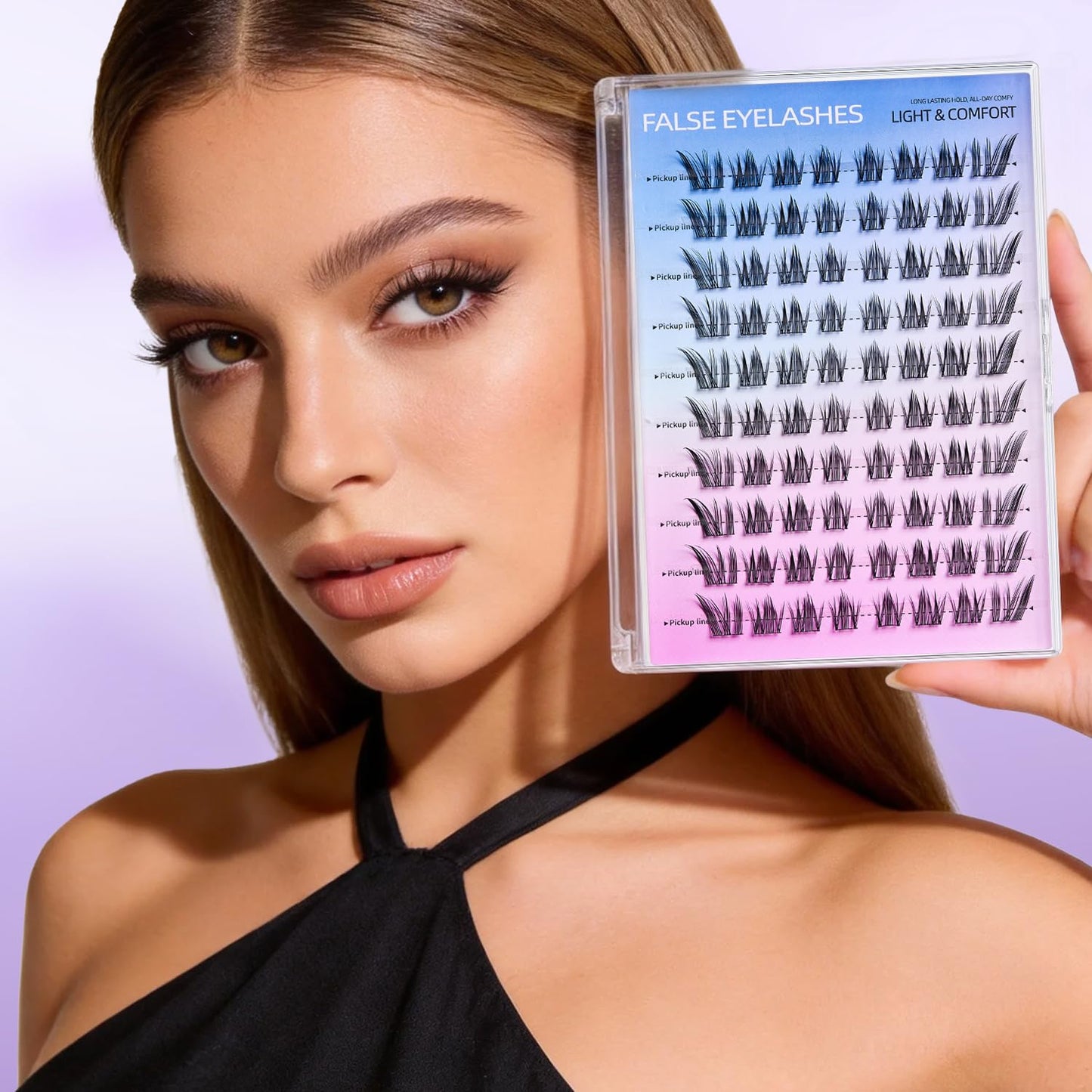 Squsaya Lash Clusters Wispy Eyelash Clusters 80pcs Lashes Individual, Fluffy Lash Clusters, 8-12MM Daily Exquisite Eyelashes, Natural Look C Curl Lash Extensions- DK405