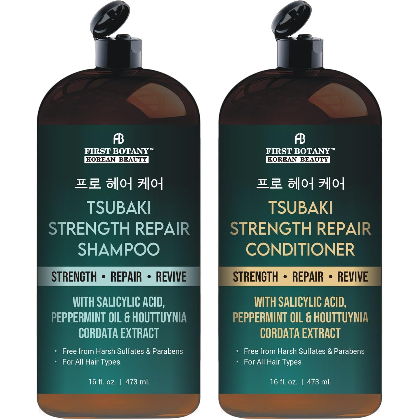 Tsubaki Strength Repair Shampoo & Conditioner Set - Biotin, Niacinamide & Yeast Extract for Damaged Hair | 16 fl oz