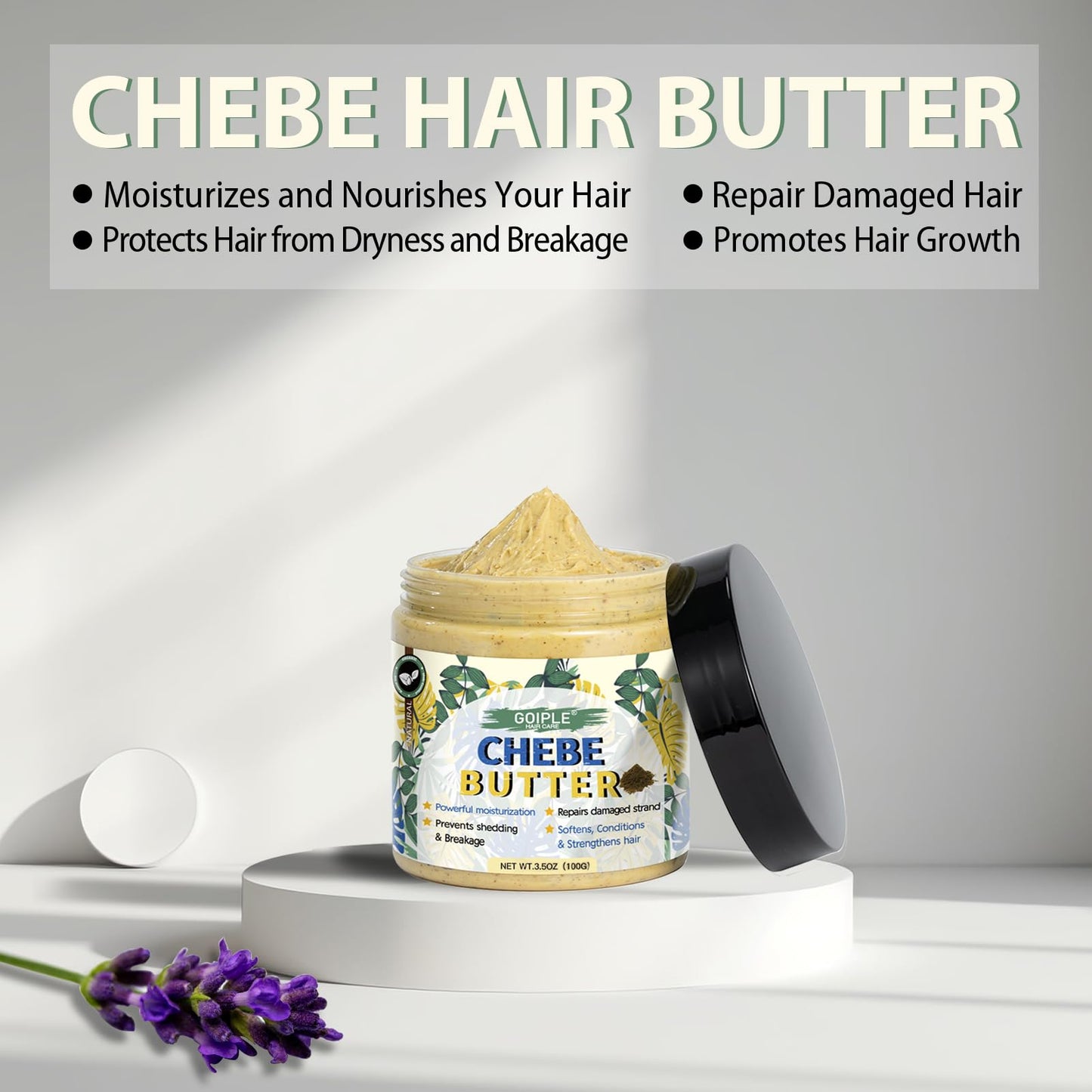 WOZUTUNT Chebe Butter For Hair Growth, Chebe Hair Butter Grease, Deep Moisturization, Thickening, Hair Growth Treatment, Unisex Adult, Yellow, 3.5 Ounce