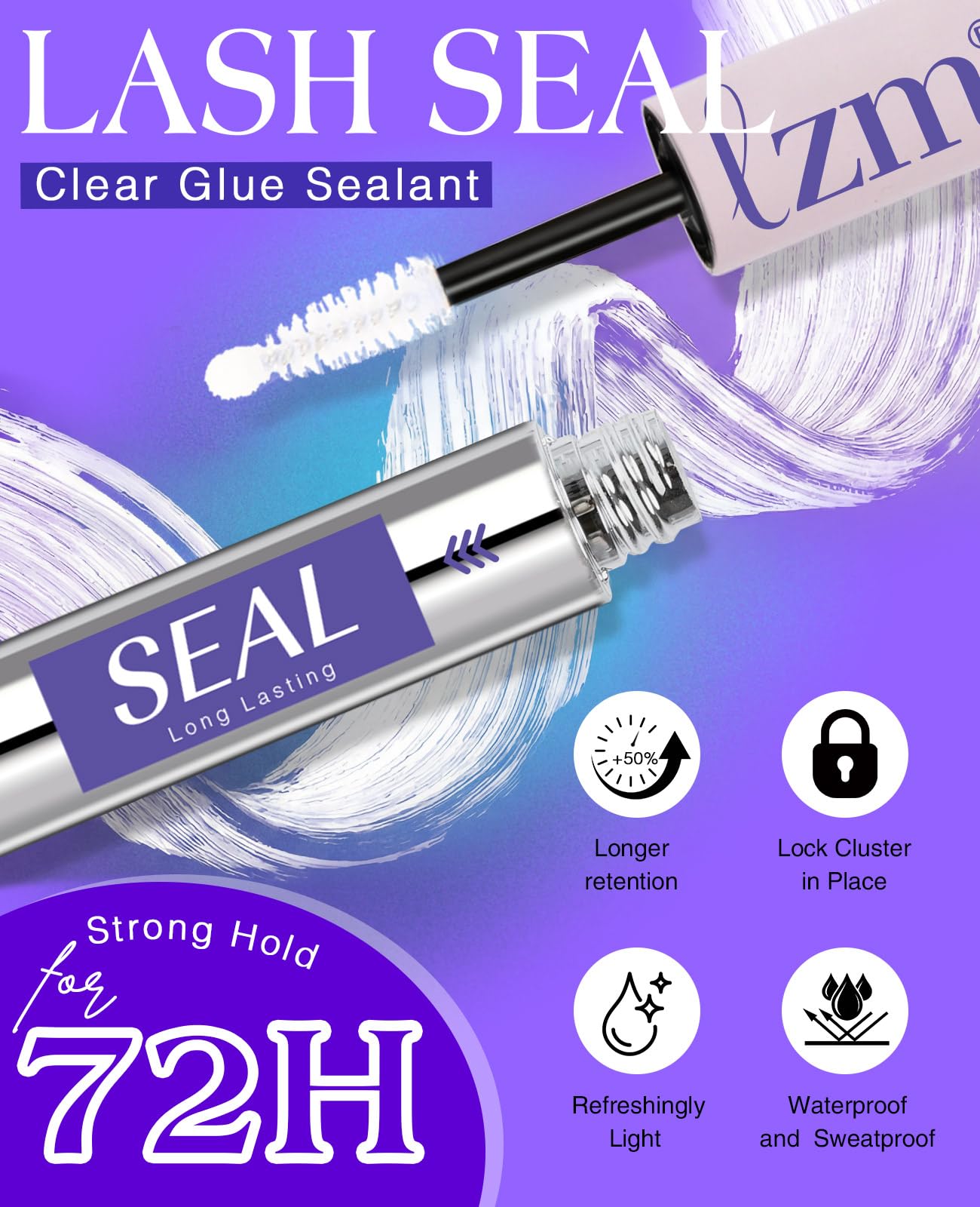LZM Bond and Seal Lash Glue Long-Lasting 72H Lash Bond and Seal Waterproof Strong Adhesive Easy to Use Eyelash Cluster Glue (5ml+ 5ml 13)