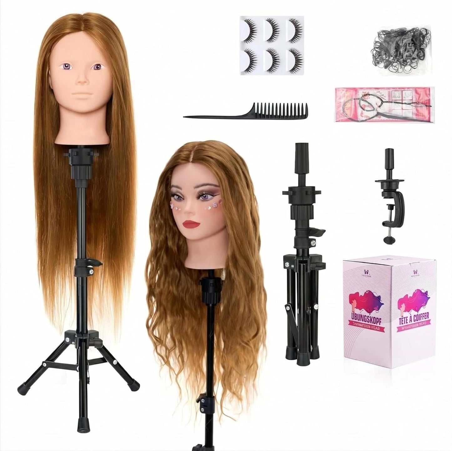 Mannequin Head - 28-Inch with 80% Real Human Hair for Hair Styling, Braiding & Curling | Blonde