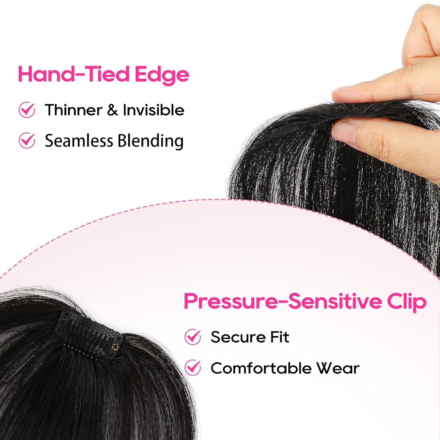 REECHO Clip-In Hair Volumizer | Short Thick Extensions for Extra Volume - Off Black, 8 Inch
