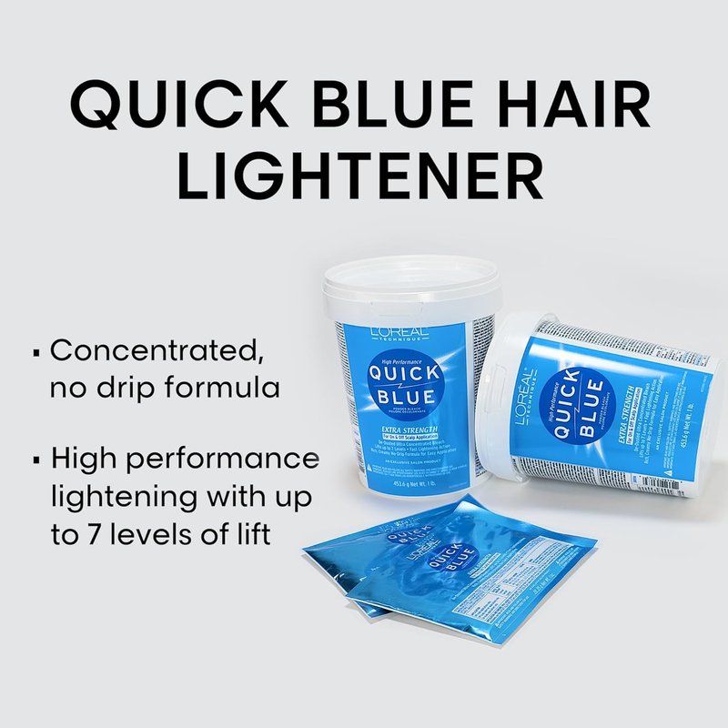 L'Oréal Quick Blue High Performance Bleach - Professional No Drip Hair Lightening Powder | Lifts Up To 7 Levels