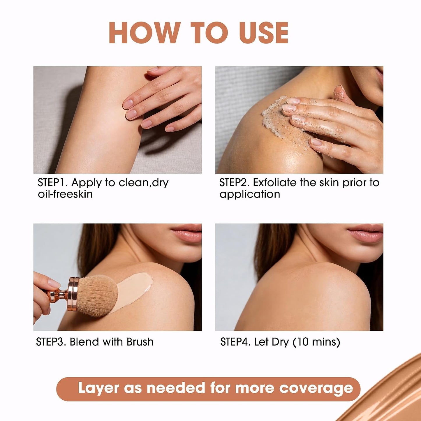 Tattoo Cover Up Makeup - Long-Lasting Waterproof Concealer with Blend Blur Brush | 3.53 Oz Bronze Radiance