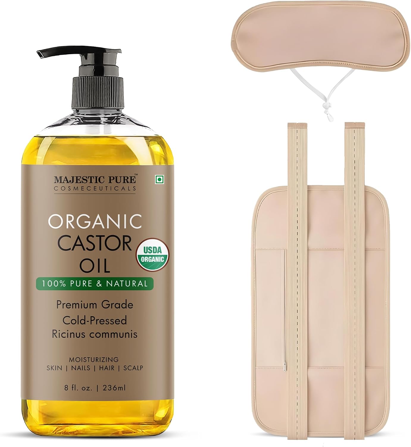 Natural Hair Growth Oil - 100% Pure Cold Pressed Argan & Vitamin E Oil for Eyelashes, Eyebrows, Skin, & Nails | 8 Fl Oz