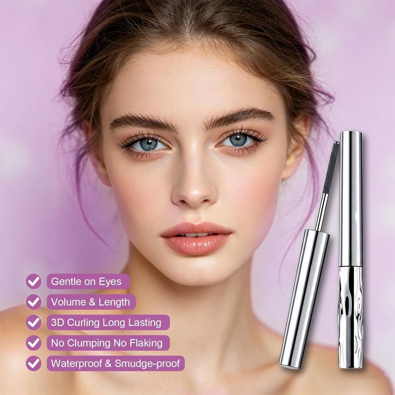 Iron Wand Mascara - 5D Curling Waterproof Formula for Volume & Length | Smudge-Proof Black Mascara