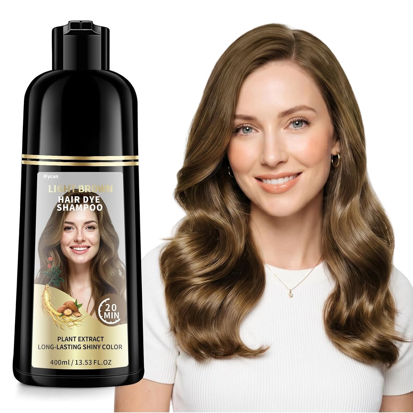 Black Hair Dye Shampoo - 100% Gray Coverage in 10-15 Mins | Herbal Extracts & Ammonia-Free Formula