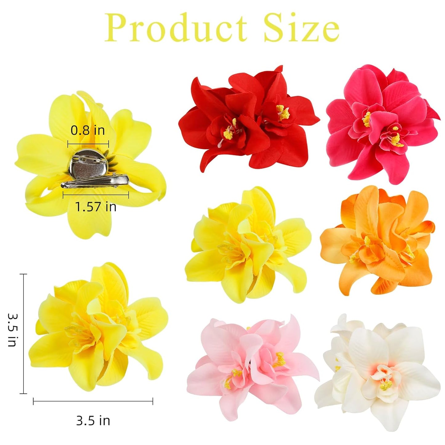 Hawaiian Flower Hair Clips - 6 Pcs Bohemian Tropical Bobby Pins for Beach Vacations & Bridal Accessories | Perfect for Women & Girls