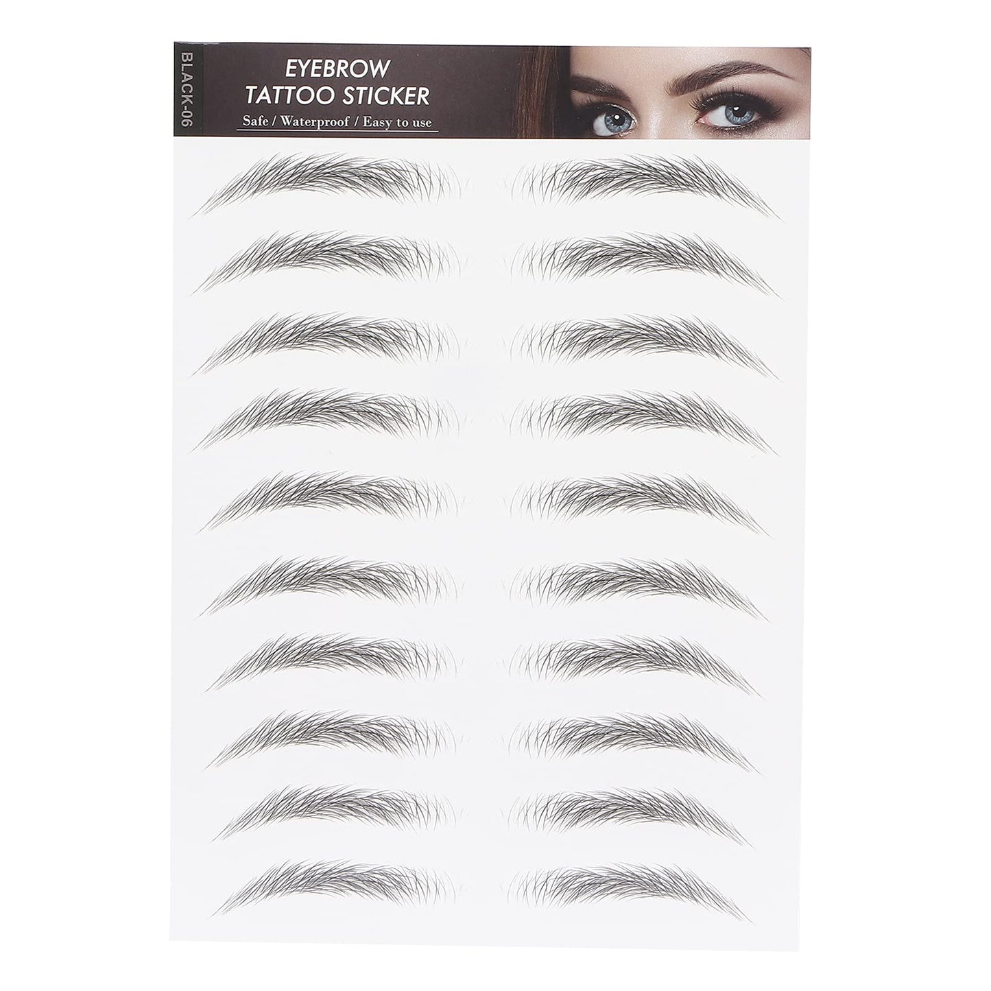 6D Eyebrow Sticker, Hair-Like Authentic Eyebrows, Long Lasting False Eyebrows Makeup Sticker for Women Girls(BLACK-06)