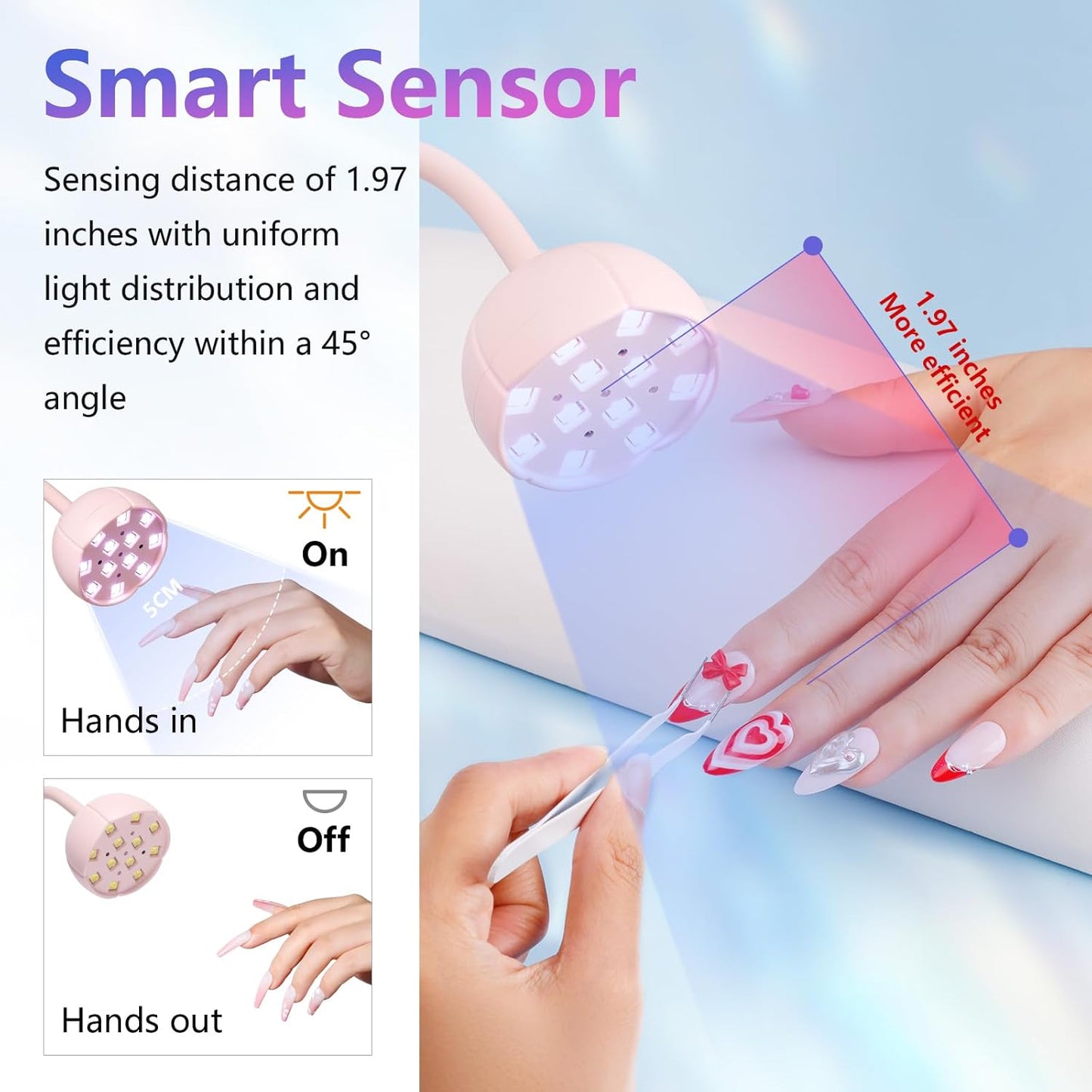 Makartt UV LED Nail Lamp - Cordless Gooseneck Gel Nail Curing Light | 39mW/cm² Auto Sensor, Fast Flash Technology
