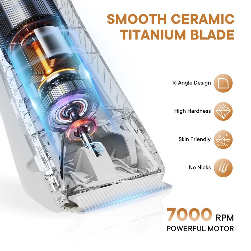 TEENOVA Pubic & Body Hair Trimmer for Men, 2 In 1 Electric Ball Groin Razor Shaver with Ceramic Blade, No Nick Mens Grooming Kit for Wet/Dry Use, Cordless Charging Body Groomer with Led Display, White